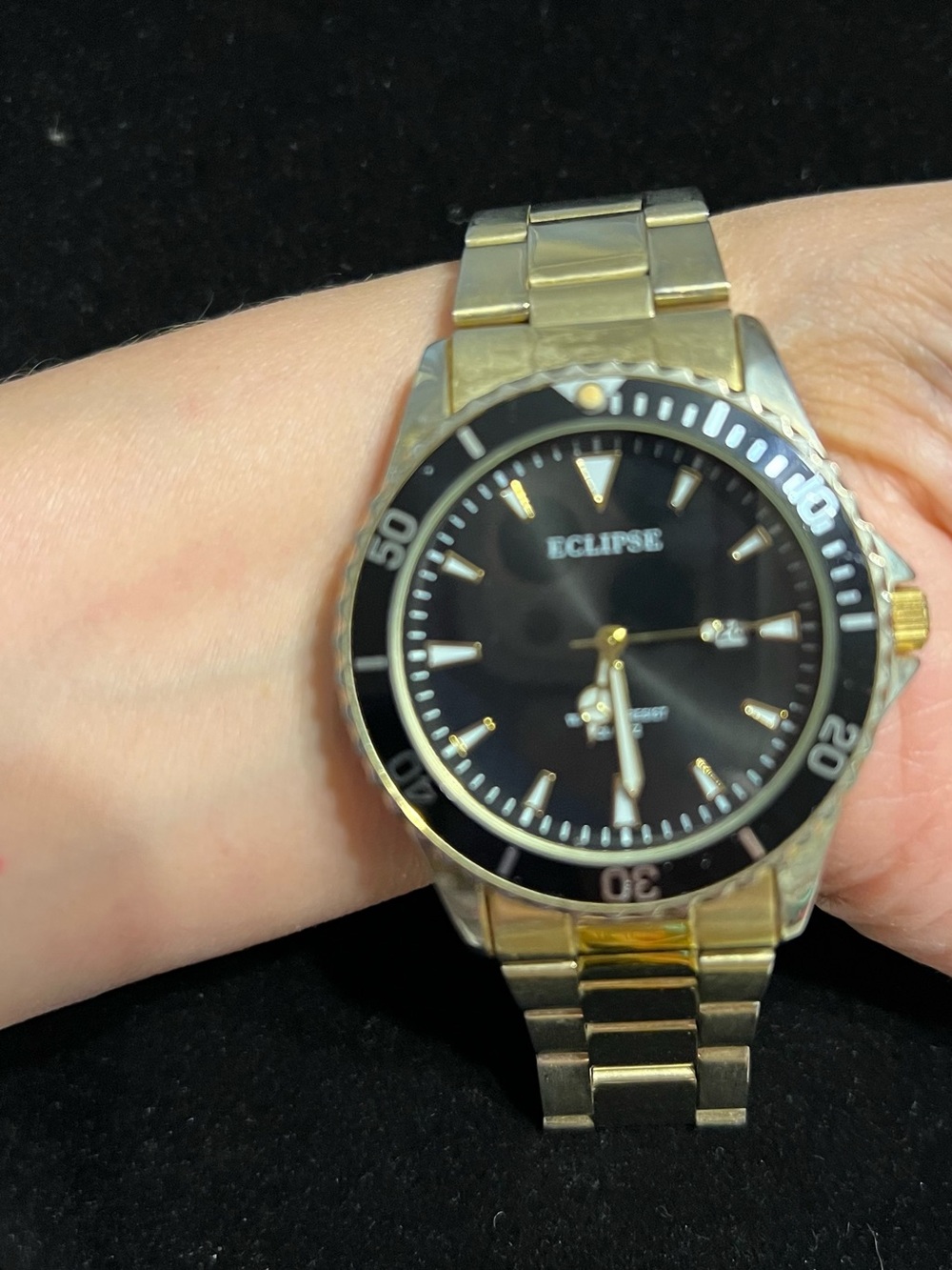 Eclipse Men’s Gold and Black Stainless Steel Watch